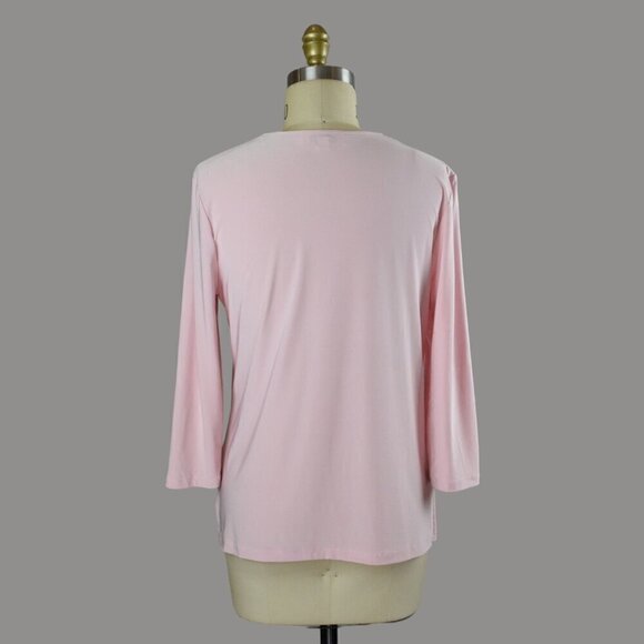 JEAN-PIERRE KLIFA LIGHT PINK V-NECK LONG SLEEVE TOP - Picture 4 of 6